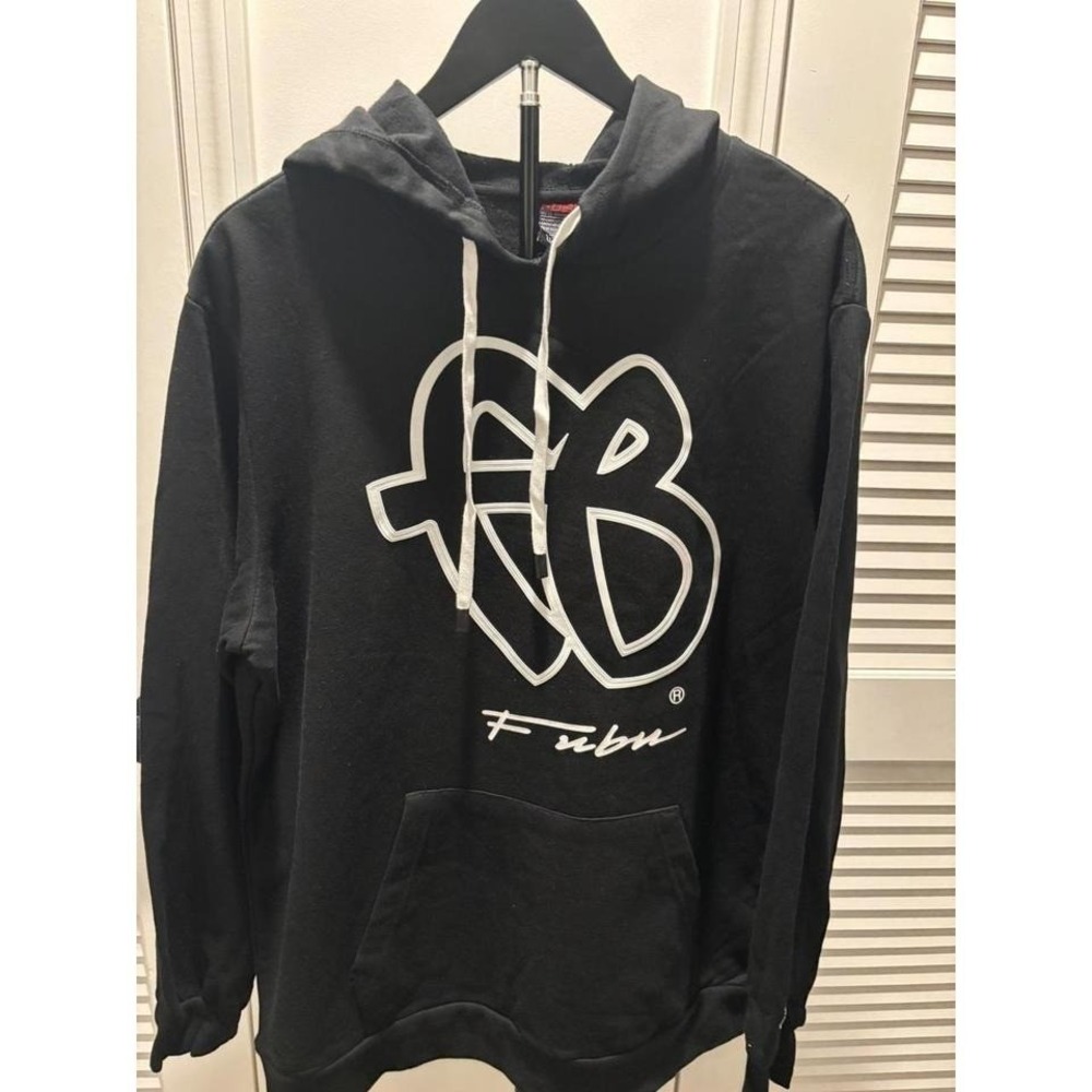 NWOT Graphic‎ FUBU Black Hoodie Print Hooded Sweatshirt Men's Size L